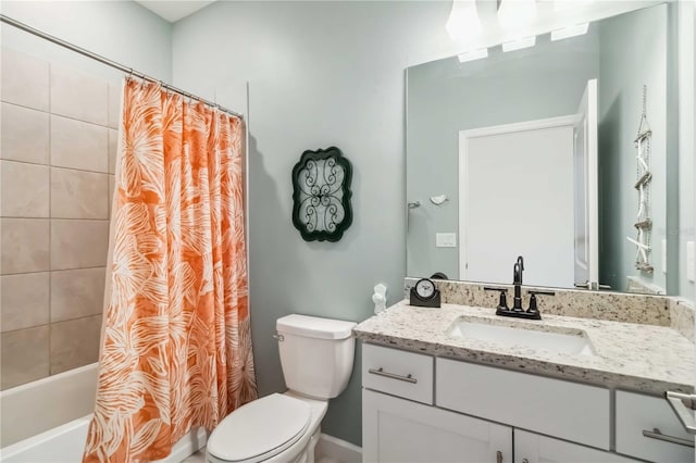 5165 Coral Reef Way, Bradenton, FL 34211 - bathroom featuring toilet, vanity, and shower / bath combination with curtain