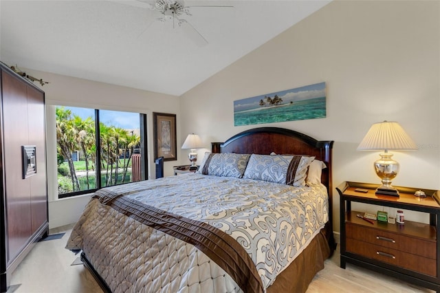 5632 Ashton Lake Dr Unit 5632, Sarasota, FL 34231 - bedroom featuring vaulted ceiling, baseboards, and a ceiling fan
