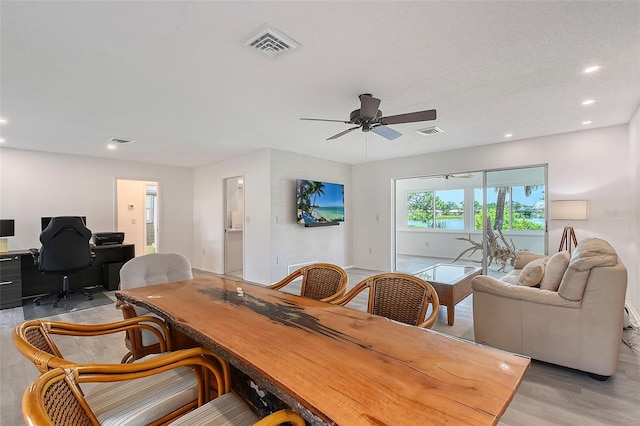 415 Courbet Dr Unit 415, Nokomis, FL 34275 - dining room featuring a desk, recessed lighting, ceiling fan, and light wood finished floors