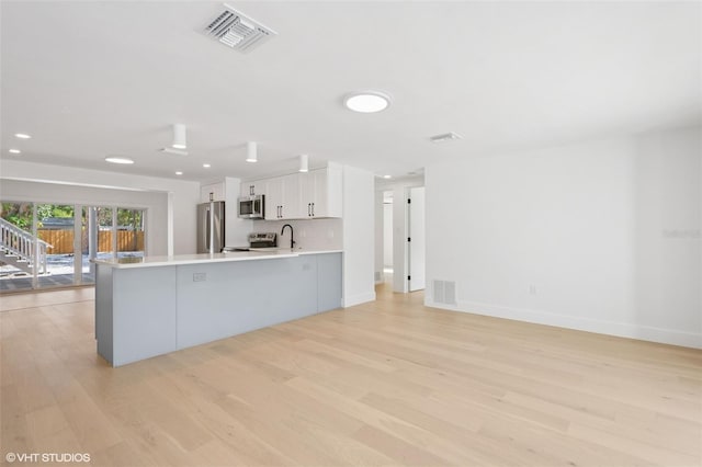 2655 Bay St, Sarasota, FL 34237 - kitchen featuring a sink, light wood-type flooring, visible vents, light countertops, and appliances with stainless steel finishes