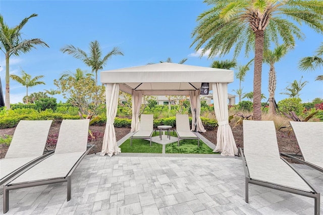 view of patio / terrace featuring a gazebo