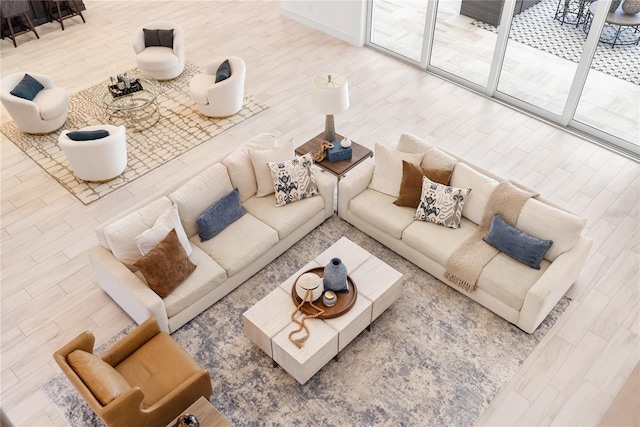 living area featuring wood finished floors