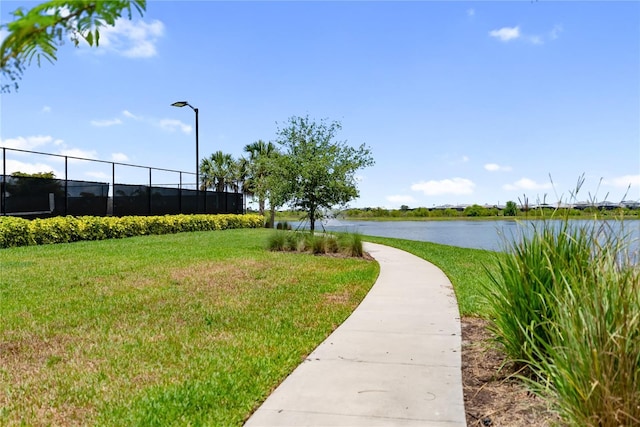 view of property's community with a water view
