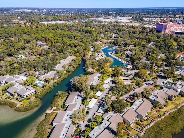 1629 Pelican Cove Rd Unit 138A, Sarasota, FL 34231 - aerial overview of property's location featuring a large body of water and nearby suburban area