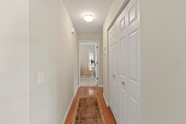 6402 23rd Avenue Dr W, Bradenton, FL 34209 - hallway featuring light wood-type flooring, baseboards, and a textured ceiling