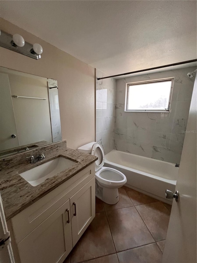 4035 S School Ave Unit D3, Sarasota, FL 34231 - bathroom featuring vanity,  shower combination, toilet, and tile patterned flooring