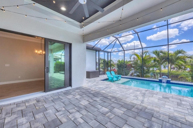 4312 Vasco St, Punta Gorda, FL 33950 - outdoor pool featuring a ceiling fan, a patio, and a lanai