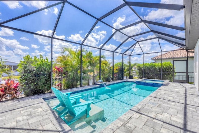 4312 Vasco St, Punta Gorda, FL 33950 - view of pool with a patio area, a pool with connected hot tub, and a lanai