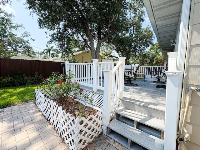 deck featuring fence