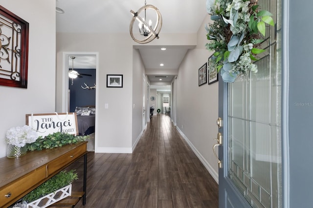 11513 11th Ave E, Bradenton, FL 34212 - foyer featuring dark wood-style flooring, baseboards, and recessed lighting