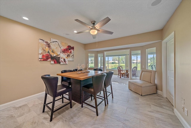1432 Colony Pl, Venice, FL 34292 - dining space featuring baseboards, a ceiling fan, and recessed lighting