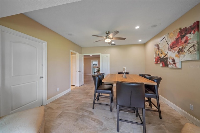 1432 Colony Pl, Venice, FL 34292 - dining room with baseboards, ceiling fan, and recessed lighting