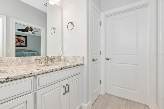 5561 Cannes Cir Unit 5101, Sarasota, FL 34231 - full bathroom featuring double vanity and ceiling fan