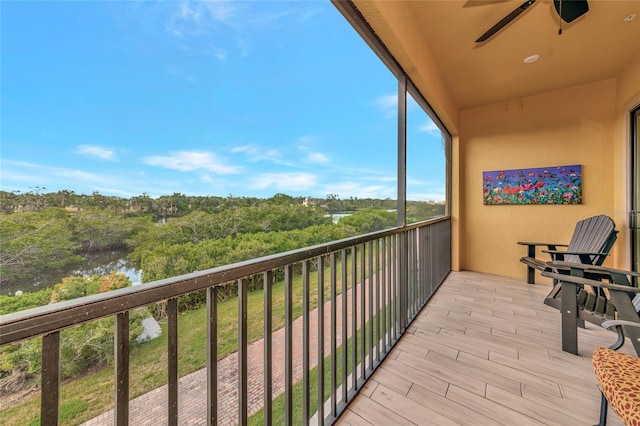 5561 Cannes Cir Unit 5101, Sarasota, FL 34231 - balcony with a ceiling fan