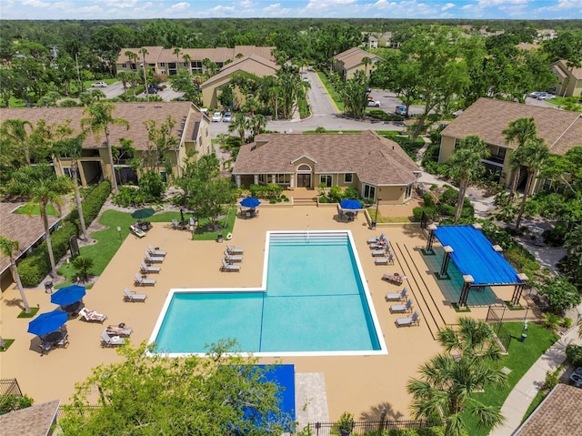 4037 Crockers Lake Blvd Unit 17, Sarasota, FL 34238 - aerial view of residential area featuring a pool area