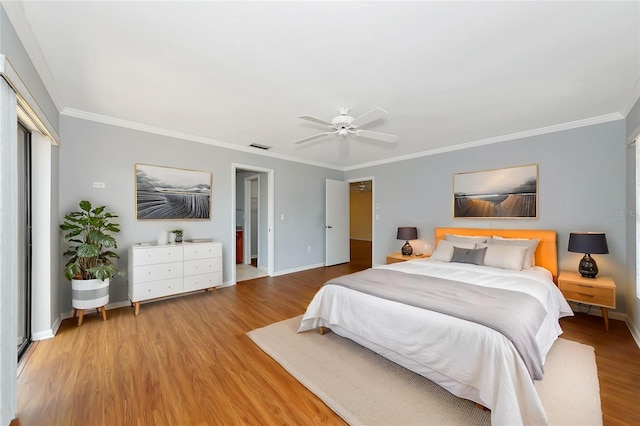 4471 Atwood Cay Cir Unit 13, Sarasota, FL 34233 - bedroom featuring light wood finished floors, ornamental molding, baseboards, and ceiling fan