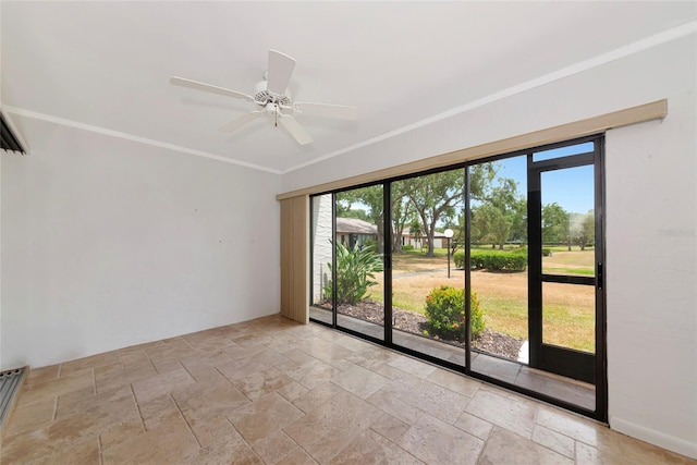 4471 Atwood Cay Cir Unit 13, Sarasota, FL 34233 - spare room with stone tile floors, plenty of natural light, and ceiling fan