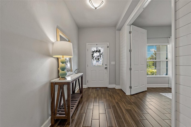 5805 49th Ct E, Ellenton, FL 34222 - foyer entrance with baseboards and dark wood-style floors