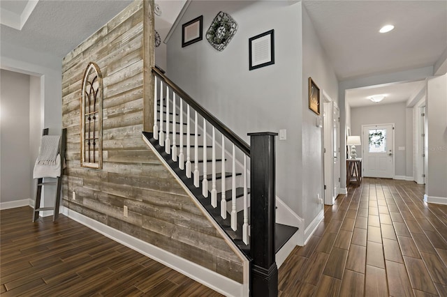 5805 49th Ct E, Ellenton, FL 34222 - staircase featuring wood finished floors, baseboards, and recessed lighting