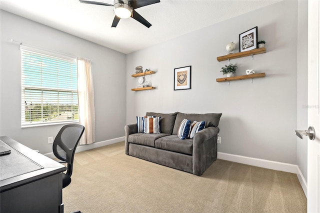 5805 49th Ct E, Ellenton, FL 34222 - office space featuring ceiling fan, light colored carpet, and baseboards