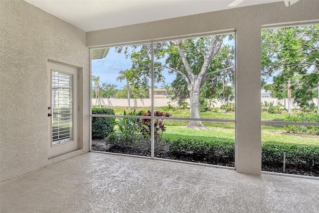 view of unfurnished sunroom