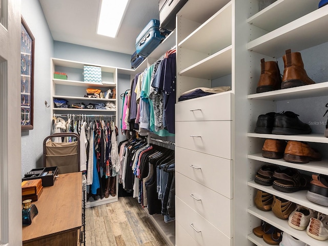 spacious closet with wood finished floors