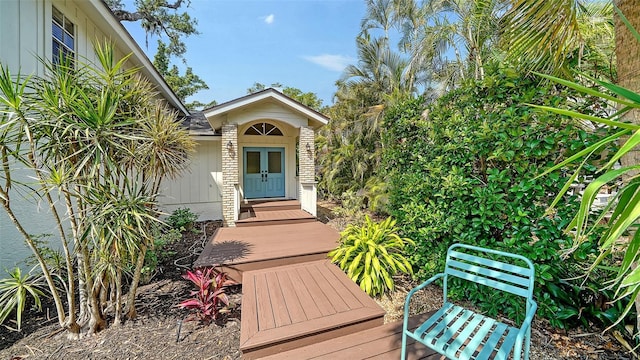 view of exterior entry featuring french doors