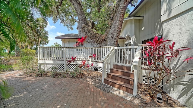 deck with a patio