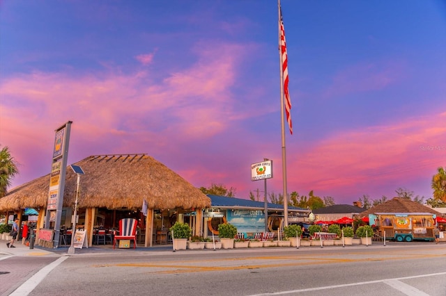 view of property at dusk
