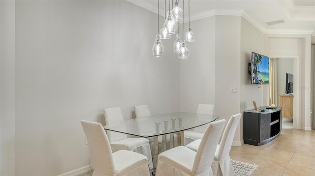229 Alento Ct, Nokomis, FL 34275 - dining area featuring crown molding, baseboards, and light tile patterned floors