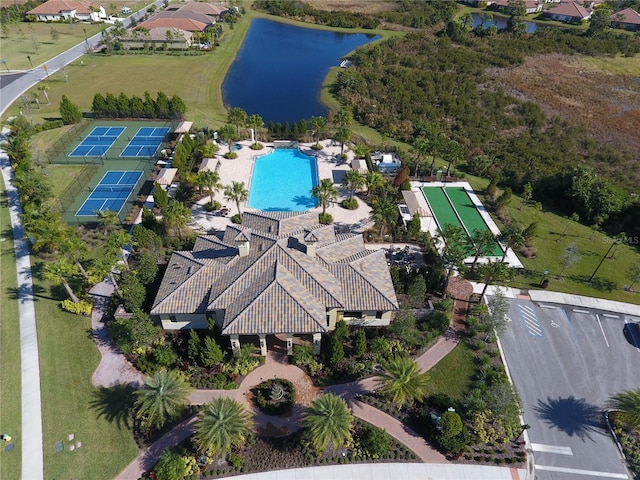 229 Alento Ct, Nokomis, FL 34275 - aerial view of a pool area and a nearby body of water