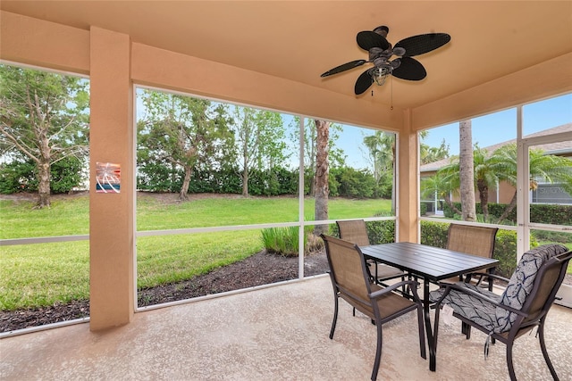 11455 52nd Ct E, Parrish, FL 34219 - sunroom with a ceiling fan and outdoor dining space