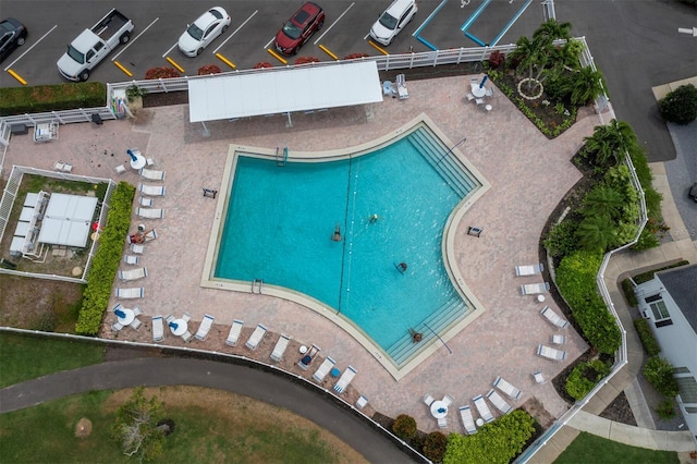 bird's eye view of a pool