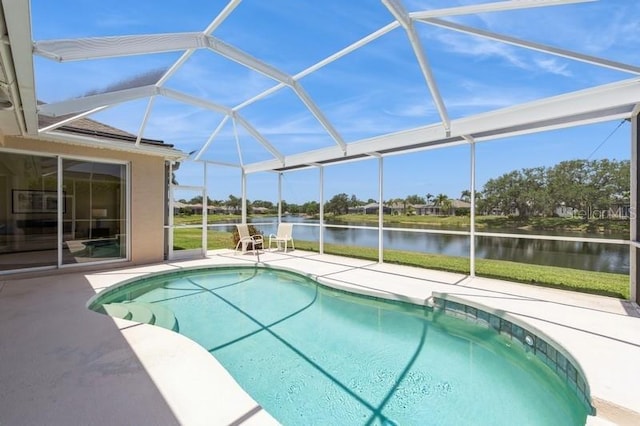 12007 Clubhouse Dr, Lakewood Ranch, FL 34202 - outdoor pool with a water view, a patio, and a lanai