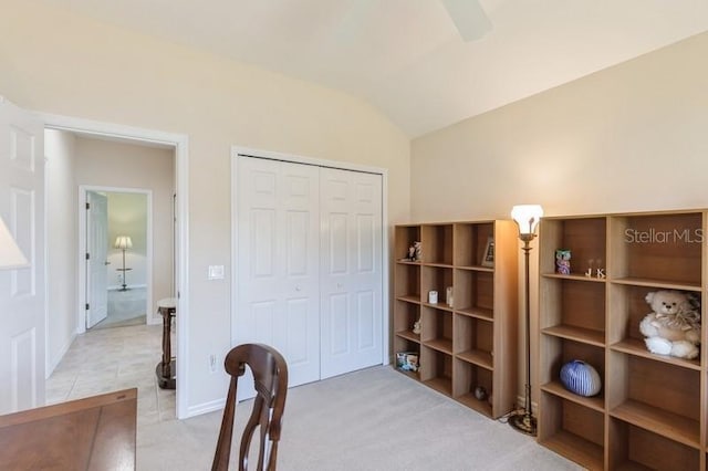 12007 Clubhouse Dr, Lakewood Ranch, FL 34202 - carpeted office featuring vaulted ceiling and a ceiling fan