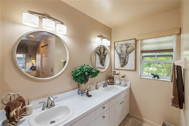 bathroom with double vanity