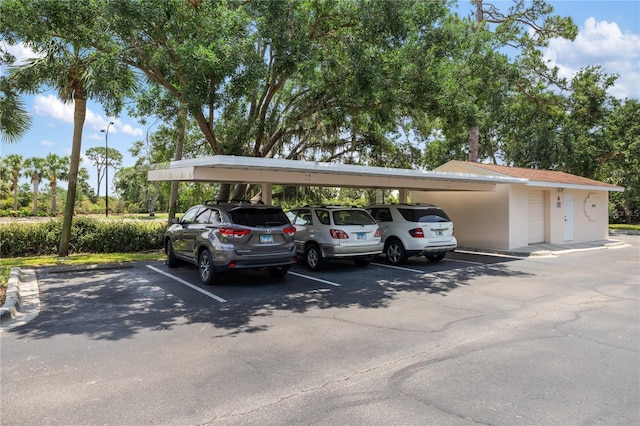 view of covered parking lot