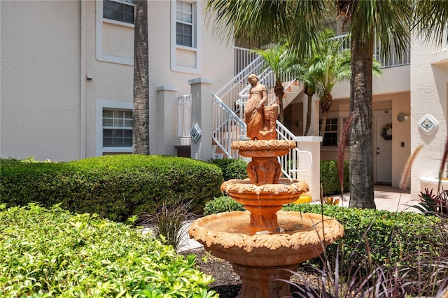 view of yard featuring stairway