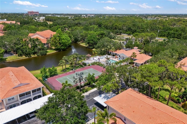 aerial view of a nearby body of water