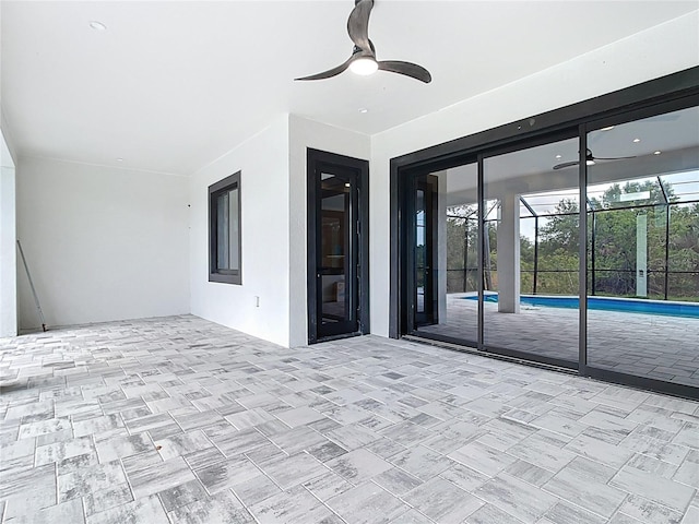 7152 Bougainvillea St, Englewood, FL 34224 - view of patio with ceiling fan, an outdoor pool, and a lanai