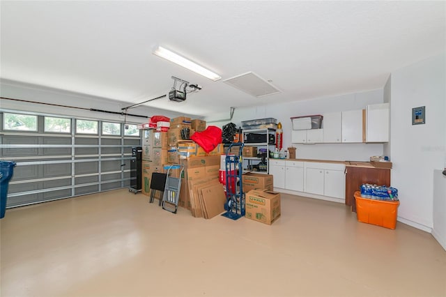 garage with a garage door opener