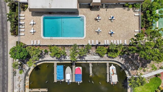 2733 Riverbluff Pl Unit V57, Sarasota, FL 34231 - drone / aerial view of a pool area