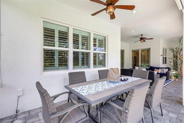 13918 Old Creek Ct, Parrish, FL 34219 - view of patio / terrace with a ceiling fan, outdoor dining space, and an outdoor living space
