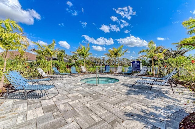 13918 Old Creek Ct, Parrish, FL 34219 - view of pool with fence, a community hot tub, and a patio