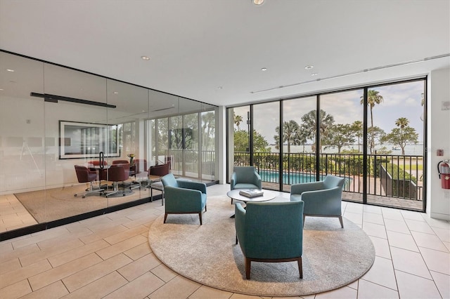 common area with expansive windows