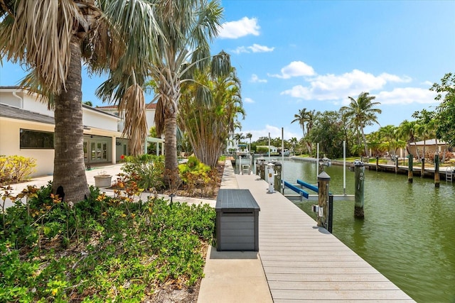 dock featuring a water view and boat lift