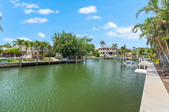 dock featuring a water view and boat lift