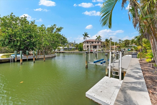 dock featuring a water view and boat lift