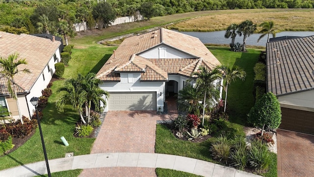 view from above of property featuring a large body of water