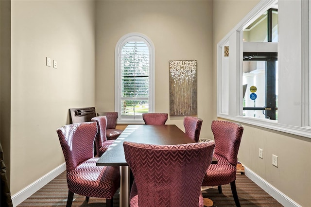dining area featuring healthy amount of natural light and baseboards
